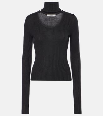 DIDU Cutout ribbed-knit turtleneck top
