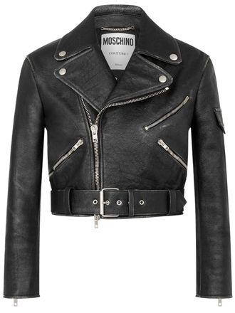 Moschino leather biker jacket - Black