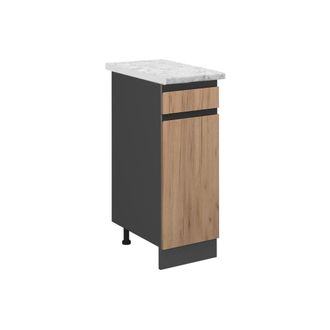Vicco Mueble Bajo De Cocina R-line, Roble Dorado, 30 Cm Et M&aacute;rmol