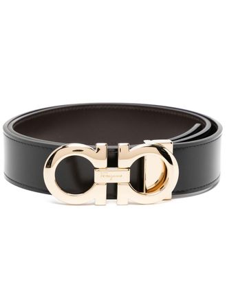 Ferragamo Gancini-buckle leather belt - Black