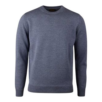 Stenströms Round-neck Knitwear, male, Blue, 2XL, Chunky Merino Wool Crew