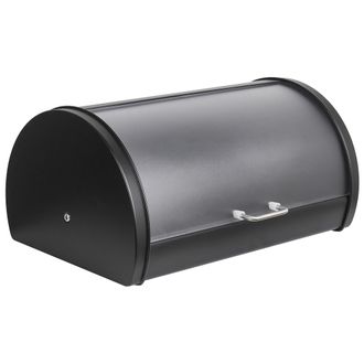 Beliani Panera De Metal De Acero Inoxidable Con Tapa Enrollable 38 X 26 X 19 Cm Negro Friandise