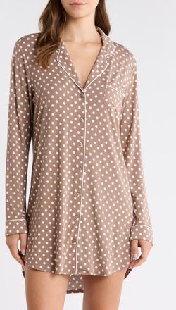 Nordstrom Moonlight Eco Nightshirt in Brown- Ivory Even Dense Dot at Nordstrom, Size Small