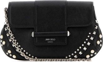 Jimmy Choo London Black Leather Bar Clutch