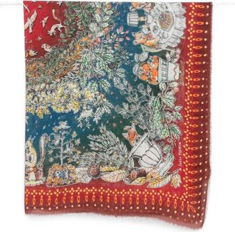 Faliero Sarti Sjaal met bosdierenprint - Dames - Wintersjaals - Veelkleurig - ONE Size - Kasjmier - Accessoires