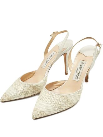 Jimmy Choo London Tilly woven pointed heeled pumps - Neutrals