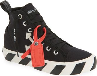 Off-white Mid Top Vulcanized Sneaker in White And Canvas Black at Nordstrom Rack, Size 10Us / 43Eu
