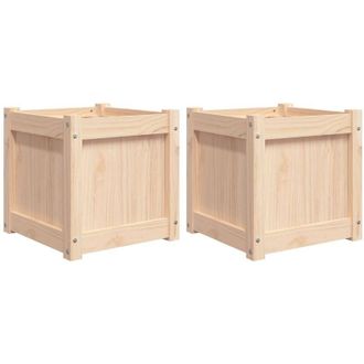 vidaXL Jardineras De Exterior 2 Unidades Madera Maciza De Pino Vidaxl