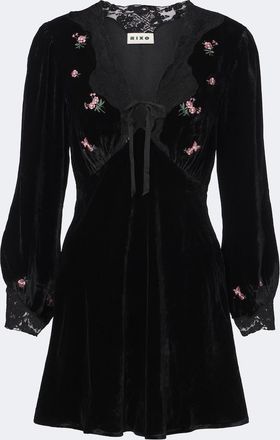 Rixo Vestido corto Carolina de terciopelo con encaje