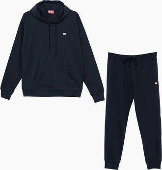 Diesel Mens S-Rob Overhead Rubber Logo Hooded Navy Tracksuit - Size: 38