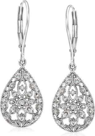 Ross-Simons Diamond Openwork Teardrop Earrings in Sterling Silver