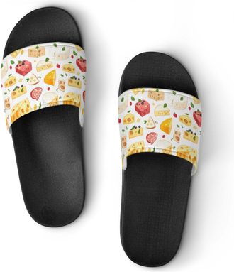 Generic Cheese Pattern Shower Shoes Slipper for Women Men Beach Slippers Quick Drying Non Slip Open-Toe Sandals