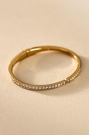 Nadri Half Pav&eacute; Crystal Hinged Oval Bangle Bracelet