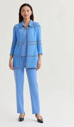 Misook Tri-Color Braided Trim Knit Jacket in Blue at Nordstrom, Size Xx-Large