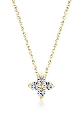Lafonn Trillium Bloom Simulated Diamond Pendant Necklace in Gold at Nordstrom, Size 18