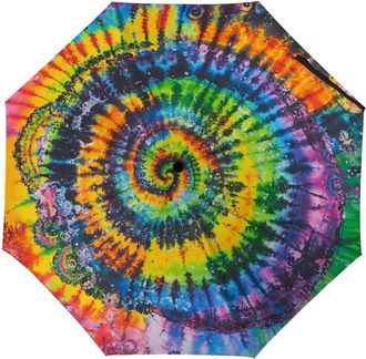 Generic Tie Dye Psychedelic Art Umbrellas for Rain Automatic Travel Compact Windproof Strong Umbrella Automatic
