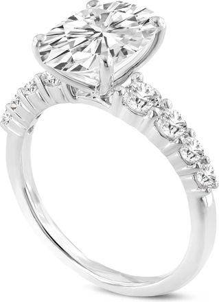 LuvMyJewelry Julia 14K White Gold Oval Lab Grown Diamond Engagement Ring - 3.76 Ct