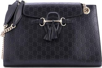 Gucci Emily Chain Flap Guccissima Leather Large shoulder bag - Zwart