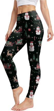 Generic Christmas Leggings for Women UK High Waisted Print Tights Winter Thermal Leggings Christmas Costume Cosplay Workout Trousers Running Tights Yoga Pants