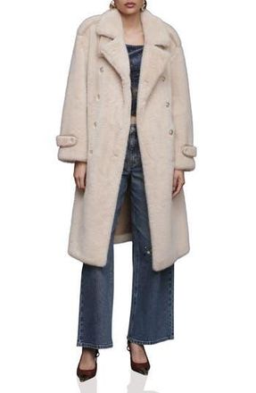 Avec Les Filles Faux Fur Belted Coat in Cream at Nordstrom Rack, Size X-Large