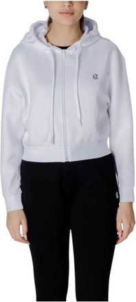 A|X Armani Exchange Stijlvol Hooded Zip-Up Sweatshirt - Dames - Vesten met rits - Wit - L - Hoodies & sweatvesten