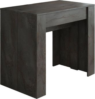 Dmora Consolle allungabile Vaelis, trasformabile in tavolo da pranzo, salvaspazio ed estensibile fino a 237 cm, 90-237x76,6x90 cm, Effetto legno bianco