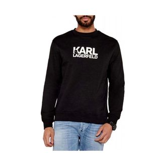 Karl Lagerfeld Hoodies & sweatvesten, Heren, Zwart, XL, Katoen, Sweatshirt met ronde hals