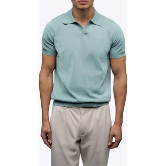 Cuts Istanbul Johnny Collar Cotton Bend Polo in Isle Blue at Nordstrom, Size Xx-Large