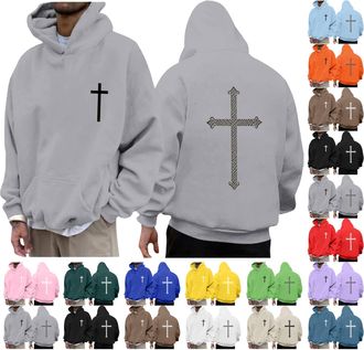 Generic Christian Hoodies for Men Faith Cross Hooded Sweatshirts Long Sleeve Graphic Hoody T Shirt Jesus Pullover Tops with Pocket, A01-Black, XXL