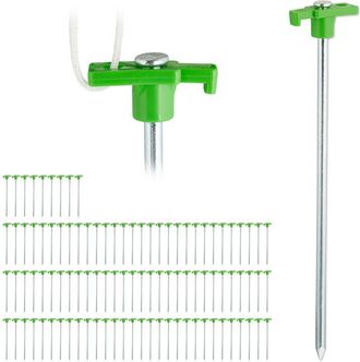 Relaxdays Relaxdays - Set 20 Piquetas Para Camping, Anclaje Para El Suelo, Estacas Para Tiendas De Campa&ntilde;a, Acero, 25cm, Verde Claro