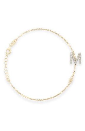 Meshmerise Diamond Initial Bezel Bracelet in Yellow-M at Nordstrom Rack