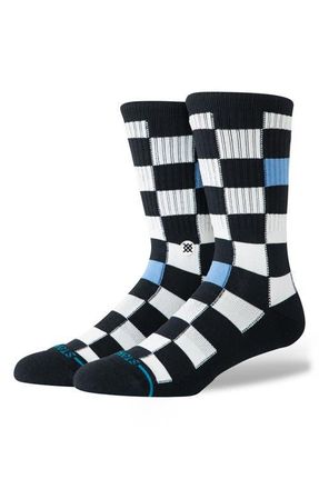 Stance Chef Check Cotton Blend Crew Socks in Black at Nordstrom, Size Large
