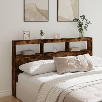 vidaXL Vidaxl Testiera Con Contenitore A Led Rovere Fumo 180x17x102 Cm