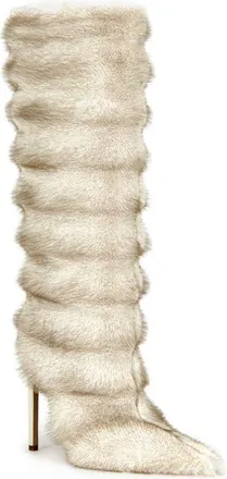 Azalea Wang Augusto Faux Fur Knee High Boot in Beige at Nordstrom, Size 8.5