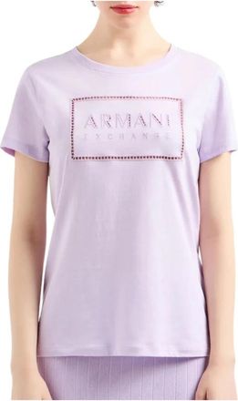 A|X Armani Exchange Dames T-shirt met korte mouwen - Dames - T-shirts - Paars - S - Tops
