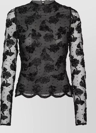 Rotate floral mesh long-sleeve top