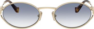 Miu Miu 54mm Gradient Oval Sunglasses in Gold /Clear Gradient /Blue at Nordstrom