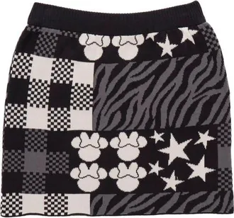 Disney Minnie Mouse Knit Skirt in Minnie Black White at Nordstrom, Size Xx-Large