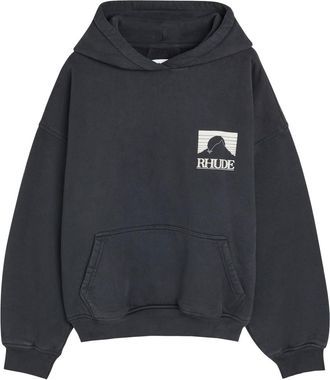 Rhude Rhude Moonlight Pack Printed Hooded Cotton Sweatshirt - Black And White - XL