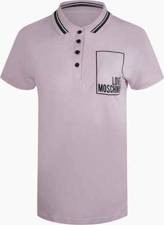 Love Moschino Womens Love Moschino Small Box Logo Pink Polo Shirt - Purple - Size: 18/16