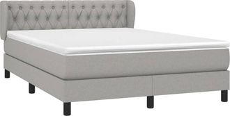 vidaXL Cama Box Spring Con Colch&oacute;n Tela Gris Claro 140x200 Cm Vidaxl