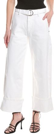 Rag & Bone Andi Belted Ankle-Length Optic White Wide Leg Jean