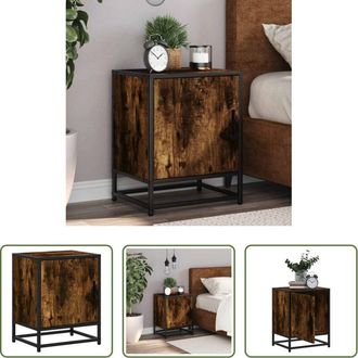 vidaXL Comodino in metallo - Comodino Rovere Fumo 40x31x50 cm Legno Multistrato e Metallo