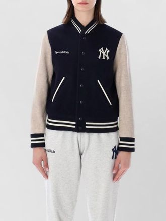 Sporty & Rich yankees varsity wool jacket contrast sleeves