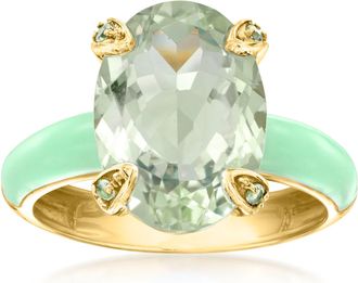 Ross-Simons Prasiolite Ring With Peridot and Pastel Green Enamel in 18kt Gold Over Sterling