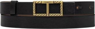 Twinset Omkeerbare riem met logogesp - Dames - Accessoires - Zwart - Maat: S Zijde