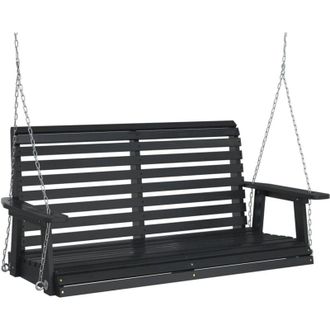 vidaXL Banco Columpio Jard&iacute;n Con Cadenas De Metal Madera Abeto Marr&oacute;n Vidaxl