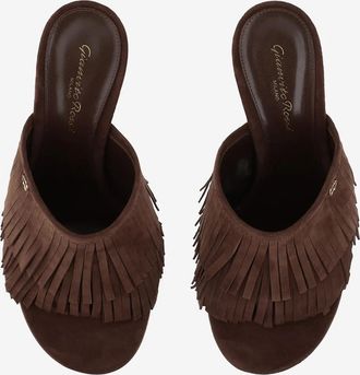 Gianvito Rossi Slipper & Pantoletten - Suede Mules With Bangs - Gr. 40 (EU) - in Braun - für Damen