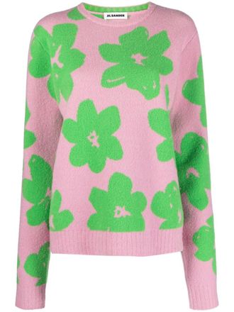 Jil Sander Intarsia trui van wolblend - Roze