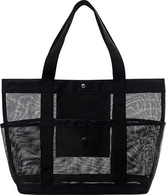 Generic Womens PVC Mesh Tote Bag, Large Capacity Shoulder Bag, Foldable Swim Handbag with Durable Double Handles and Multiple Compartments, Applies to Beach a